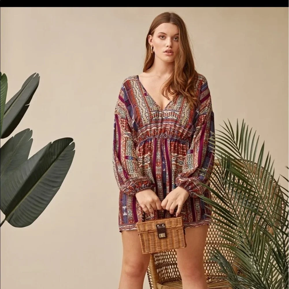 NWOT-Shein Plunging NeckLantern Sleeve Romper